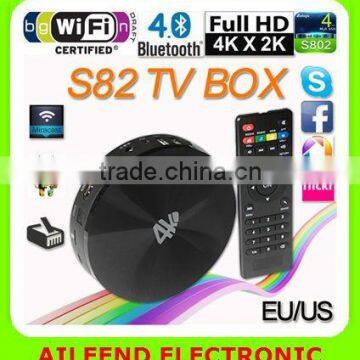 S82 Android 4.4 Amlogic S802 2.0GHz Quad Core 4K TV BOX, Mali450 GPU Support 4K HDMI 2G/8G XBMC Miracast DLNA 4K Smart TV Box