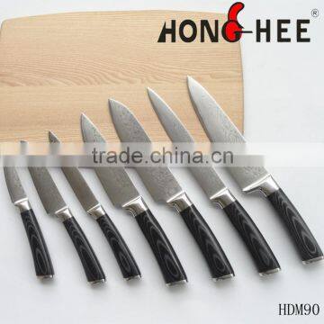 Special High Carbon Stailess Steel Damascus Knife Set With Shining Beautiful Pattern