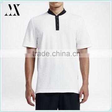 Breathability mesh front and jersey back modern blade collar men's polo shirt