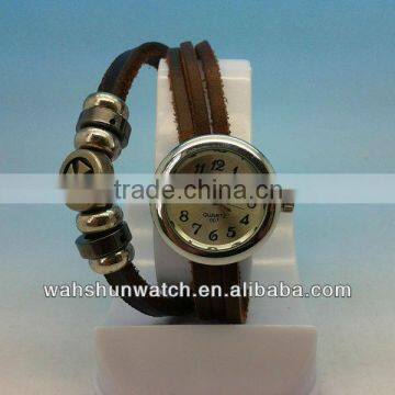 hot sale fashion brown leather strap vintage ladies wrist watch