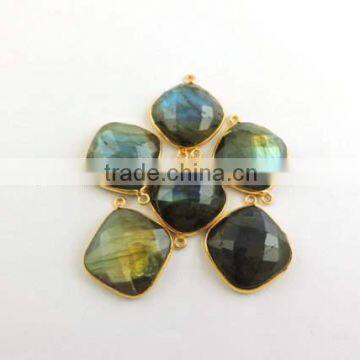 The Gopali Jewellers Wholesale Gold Plated Labradorite Cushion Shape Bezel Gemstone Connector