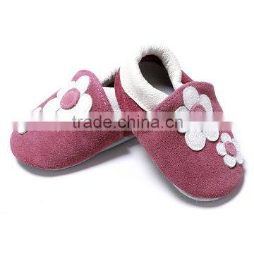 2015 pink flower baby girl grind arenaceous PU shoes