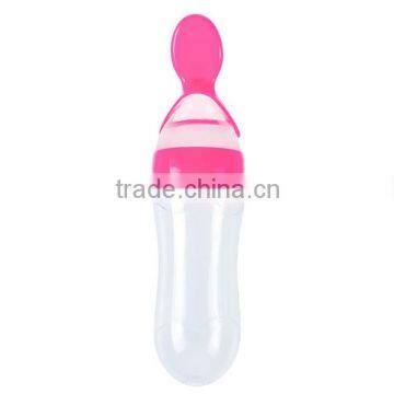 Silicone Extrusion Feeding Spoon Baby Rice Cereal Silicone Bottle Soft Silicone Spoon Cereal Feeder photo-4