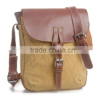 High Quality Canvas and Cow Hide Leather Cover Outdoor Shoulder Leisure Bag