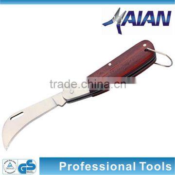 Stainless Steel Electrician's Knife with Wooden Handle