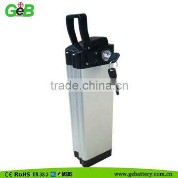 electric bike 36v 10ah li ion battery with aluminum case sliver fish style