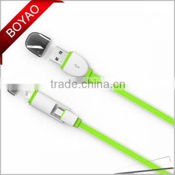 2016 Hot Selling Multi-function 2 in 1 Usb Data Cable, Flat Micro Usb Data Cable photo-3