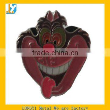 The clown pin badge, red enamel lapel pin