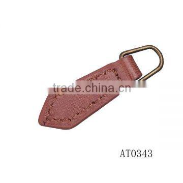 Leather zip puller for jacket garments