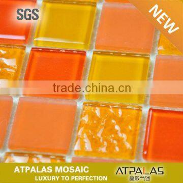 hot sales orange crystal glass mosaic tiles for background decoration
