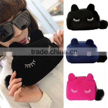 2015 new Korean fashion wave packet cute cat handbags clutches bag women Cosmetic Purse ladies brand wallet free shipping