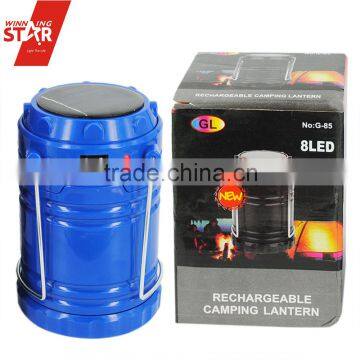 8 LED Stretch Rechargeable Solar Outdoor Light, Solar LED Lantern with USB Port