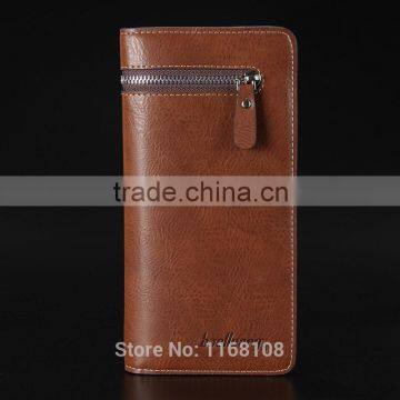 New Brand Leather Purse ID Credit Card Holder Bifold Zipper Long Mens Wallet