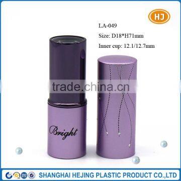 Empty purple color lipstick container with customized pattern