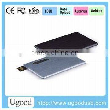 Super slim metal card USB drive, universal hot with real capacity flash memory, customized logo bulk cheap USB disk