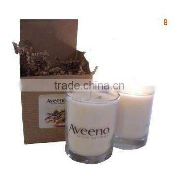 White soy wax candle in glass jar
