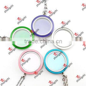 Fashion Metal Floating Plates Lockets Pendant Charms Necklace (FLP50822)