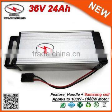 Highly Recommend Aluminum Portable Shell 1000W 36V 24Ah Bike Battery with 18650 3.7V 3.0Ah Samsung Cell
