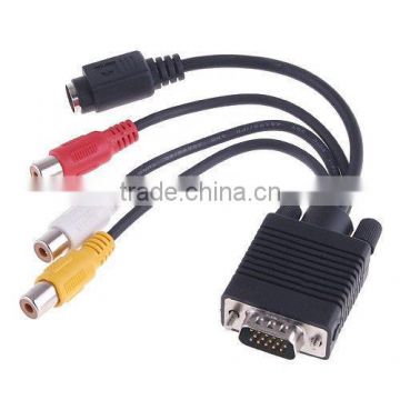 2016 new arrival VGA to S-Video AV RCA TV Out Converter Adapter Cable for Computer Desktop PC