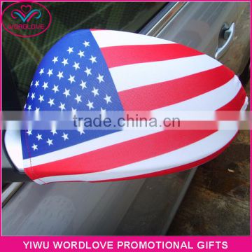 Elastic 26x28cm car mirror cover,custom printed national flag car mirro cover with rope and toggle