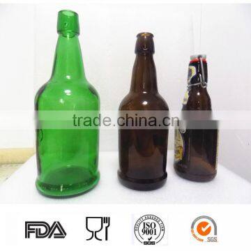 Glass beer bottle with swing top cap/clip cap