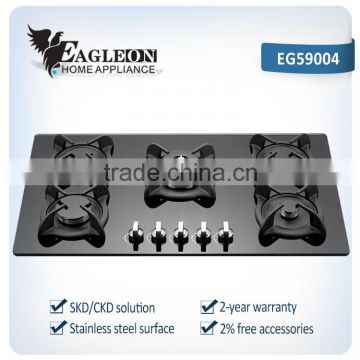 Black glass 10mm thickness 5 gas cooker factory cooking range prices/ black glass/mior glass/digital printing