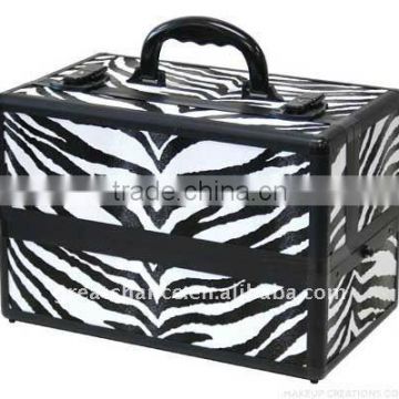 NEW! Black Zebra Makeup Train Case