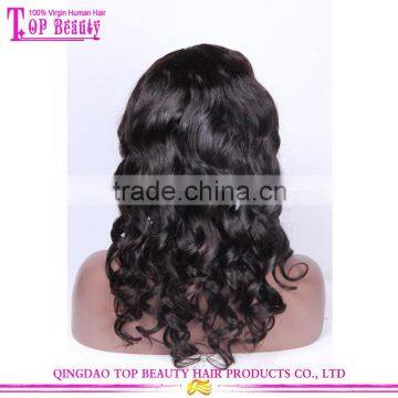 1b# Natural Black Color 150% Density Loose Wave Cheap Swiss Lace Brazilian Human Hair Full Lace Wig Cheap Human Hair U Part Wigs photo-2