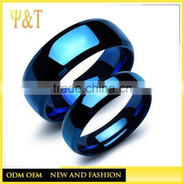 In stock newest design couple rings, blue color wedding rings design for couples