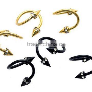 Titanium Multi CZ Cone Spiral Earring Piercing Ear Spirals