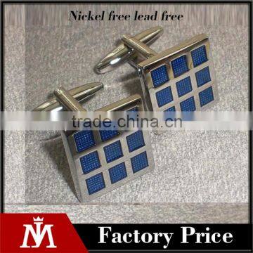 Novelty square-fashion jewelry blue enamel cufflinks