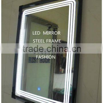 Special Manufacture Supply BEST Brightly LED Light Backlit Stainless Steel Framed Touch Screen Glass Bathroom Led Mirror photo-4