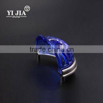 Light Blue Half Round Brushed Satin Nickel Glass Knob photo-4