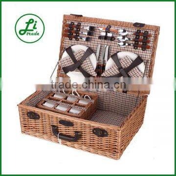 high quality willow picnic basket for 6 people