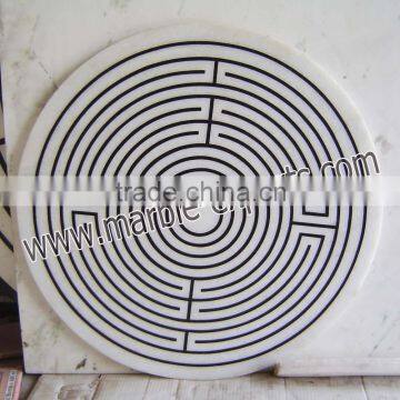 Round white Marble Inlay Table Tops