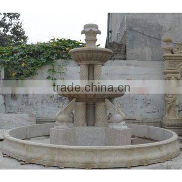 Yellow Granite Column Water Fountain With Swan photo-4