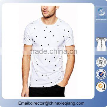 Fashion 60% cotton 40 polyester white custom t-shirt with black spot on sale