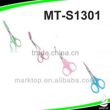 Cute color good quality manicure eyebrow scissors with comb