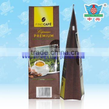 Customized Storage plastic packaging bag flat bottom tin tie coffee pouch with valve