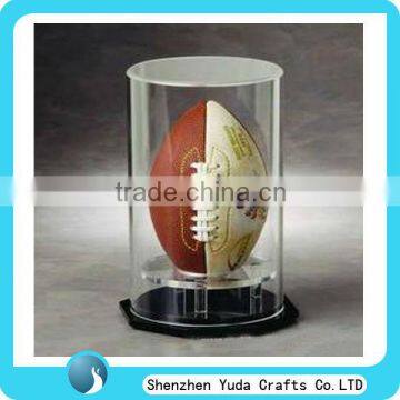 acrylic rugby ball display case plexiglass rould display tube box for rugby ball