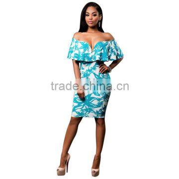 Bonvatt Custom Designed 2017 Digital Print silk crepe satin dress