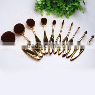 Plastic Electroplating Handle Material Smudge Brush,Angular Blush,Flat Brush Style Oval Gold Makeup Brushes photo-3
