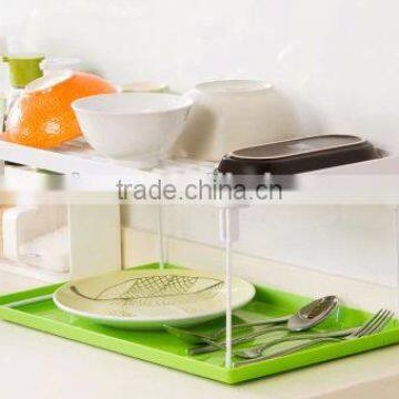 Mini Plastic Bathroom Comestic Storage Rack Kitchen Removable Plate Drying Shelves Rack photo-3