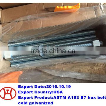 ASTM A193 B7 hex bolt cold galvanized