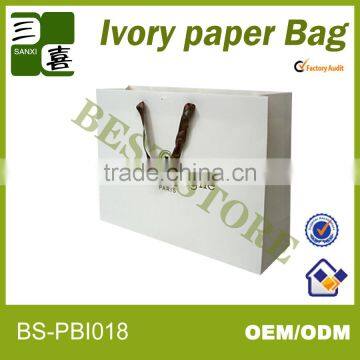 200g white art paper bag for clothes packaging with cotton rope/for garment shop names