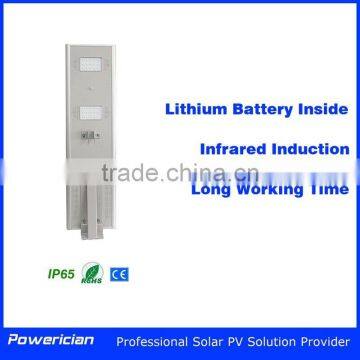 Solar Street Lamp 25W LED All-in-One Lithium Battery Infrared Induction Luminance Auto Adjusted