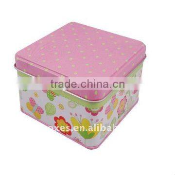 FDA test square fancy print holiday gift tin box