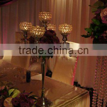 High Quality Crystal 5 Arms candelabra/ glass candle holder ForHigh Quality Crystal 5 arms candelabra votive holder candelabra