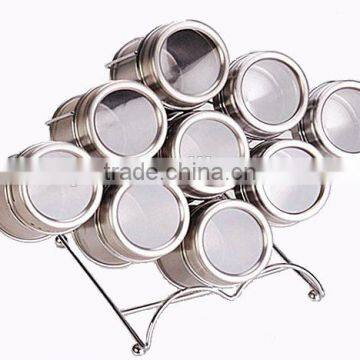 Kitchen Accessory 9 Pieces Stainless Steel Condiment Containers With Rack photo-2