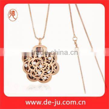 Fashion Charm Rose Crystal Sweater Necklace